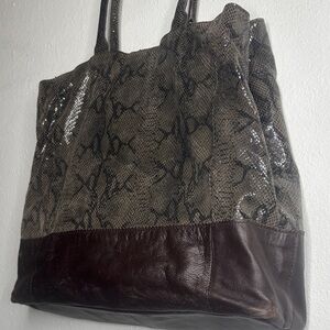 Margot snakeskin and leather tote